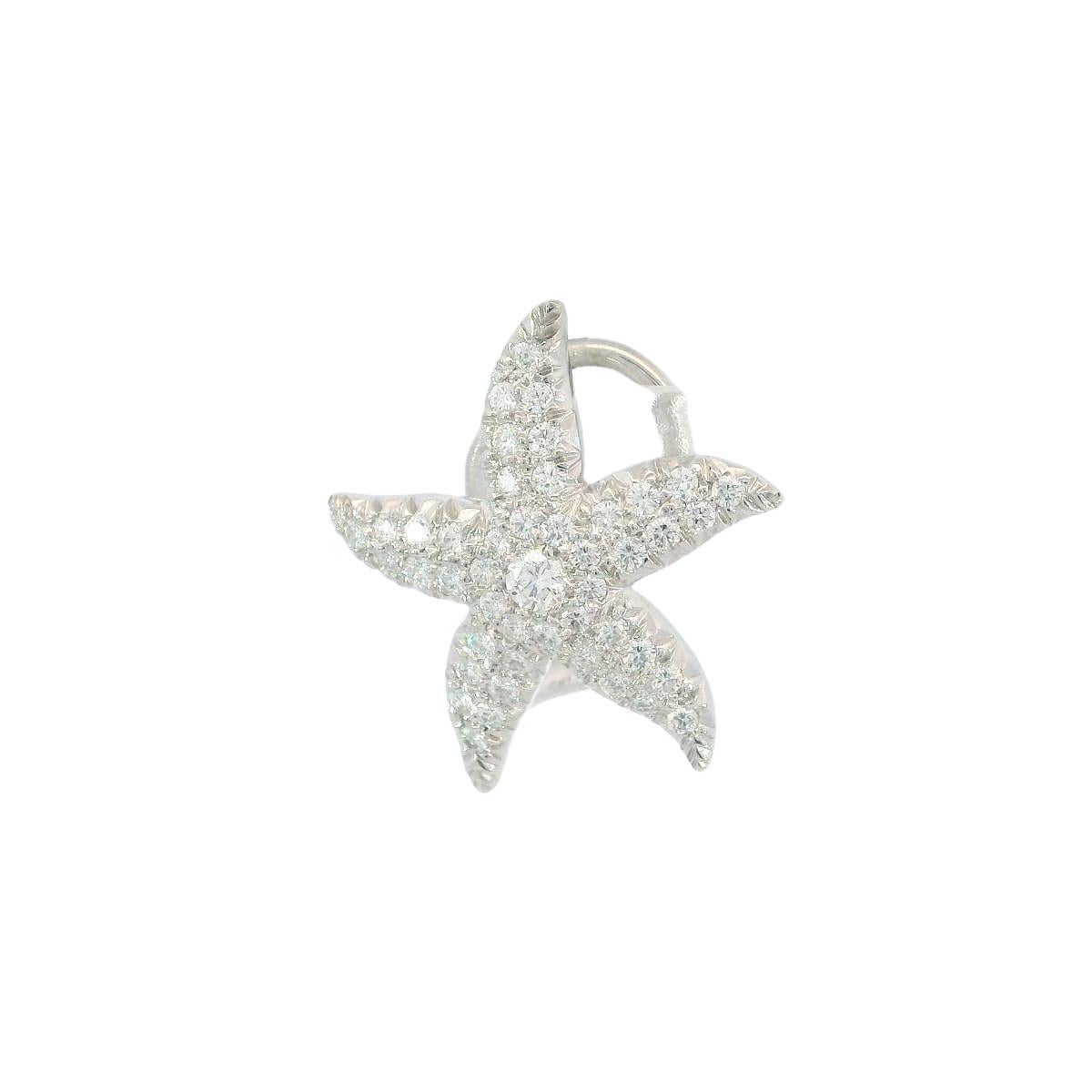 Taglio rotondo Orecchini moderni con diamanti a stella Omega Back Clip Ons in oro bianco 18K ~1.2ctw in vendita