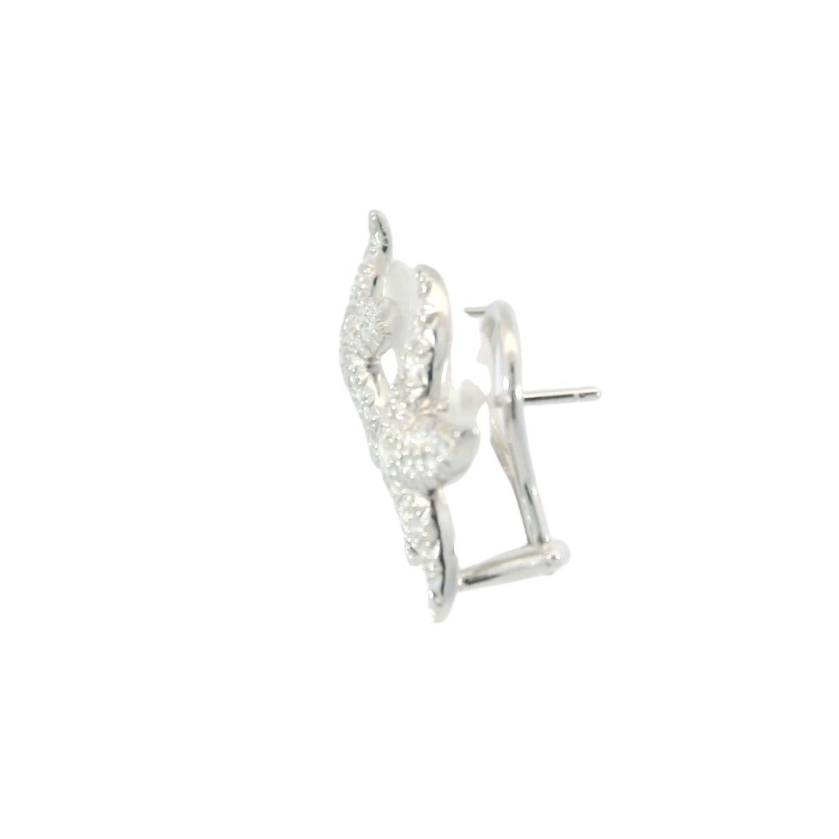 Donna Orecchini moderni con diamanti a stella Omega Back Clip Ons in oro bianco 18K ~1.2ctw in vendita