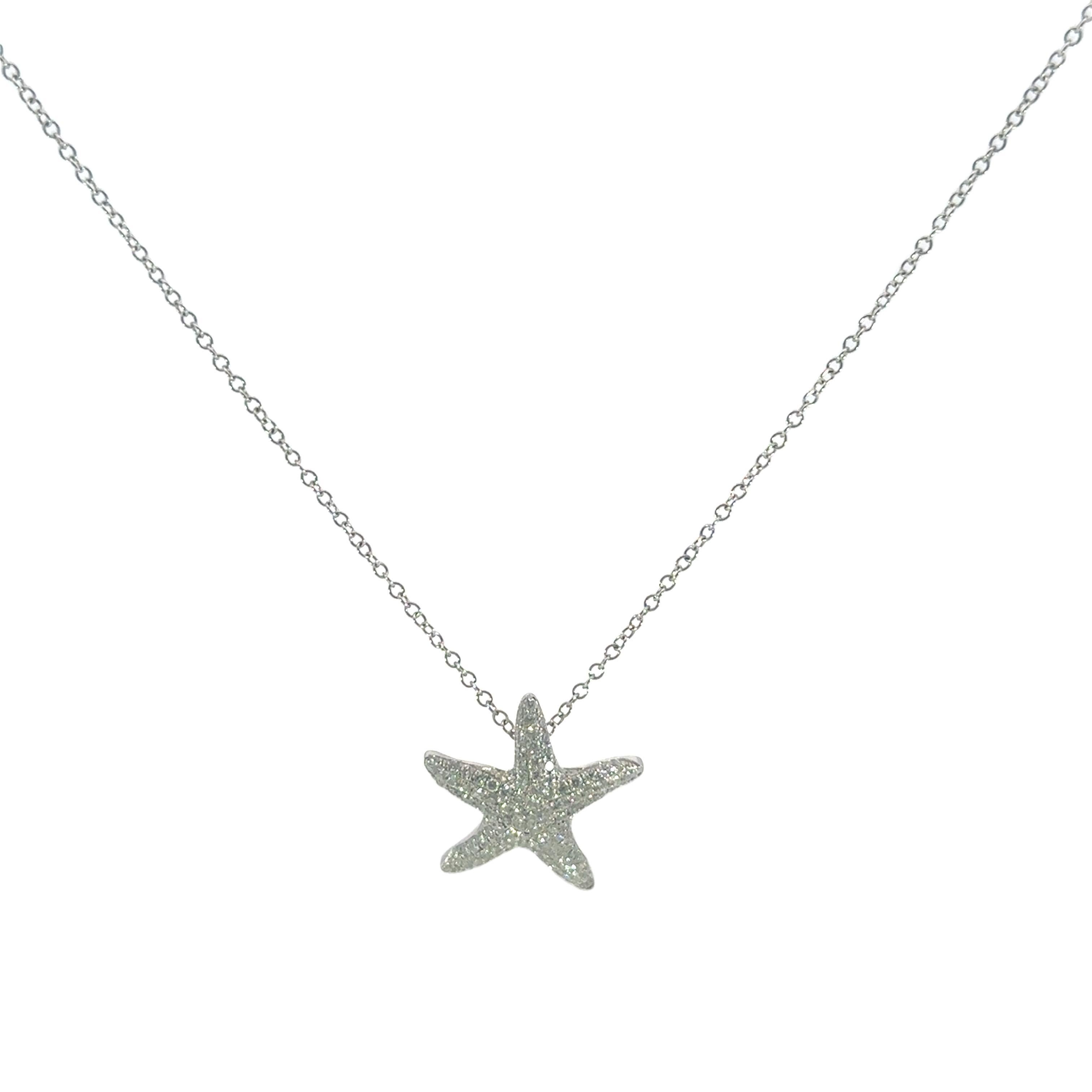 Collana moderna con diamanti a forma di stella marina Ciondolo in oro bianco 14K ~.5ctw Diamonds in vendita 4
