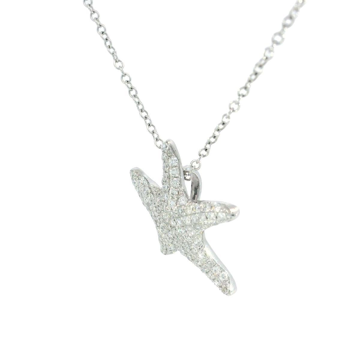 Collana moderna con diamanti a forma di stella marina Ciondolo in oro bianco 14K ~.5ctw Diamonds In condizioni buone in vendita a Fairfield, CT