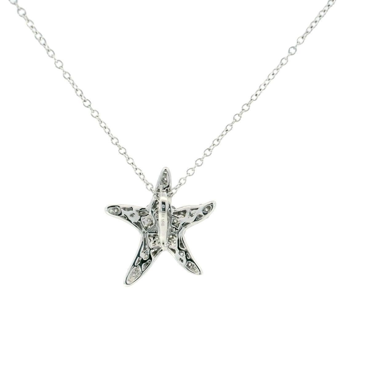 Collana moderna con diamanti a forma di stella marina Ciondolo in oro bianco 14K ~.5ctw Diamonds in vendita 1