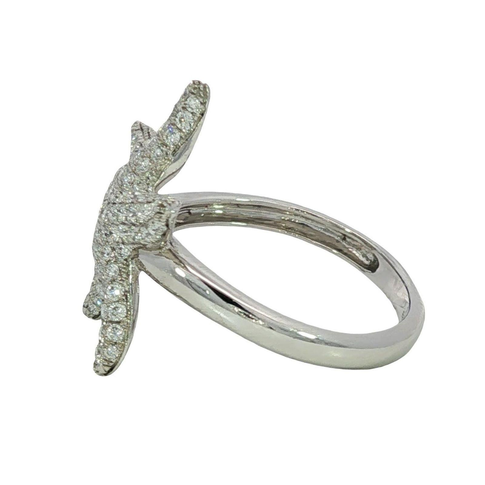 De las mujeres Anillo Moderno de Diamantes Estrella de Mar 14K Oro Blanco Talla 7 ~0.73ctw Diamantes en venta