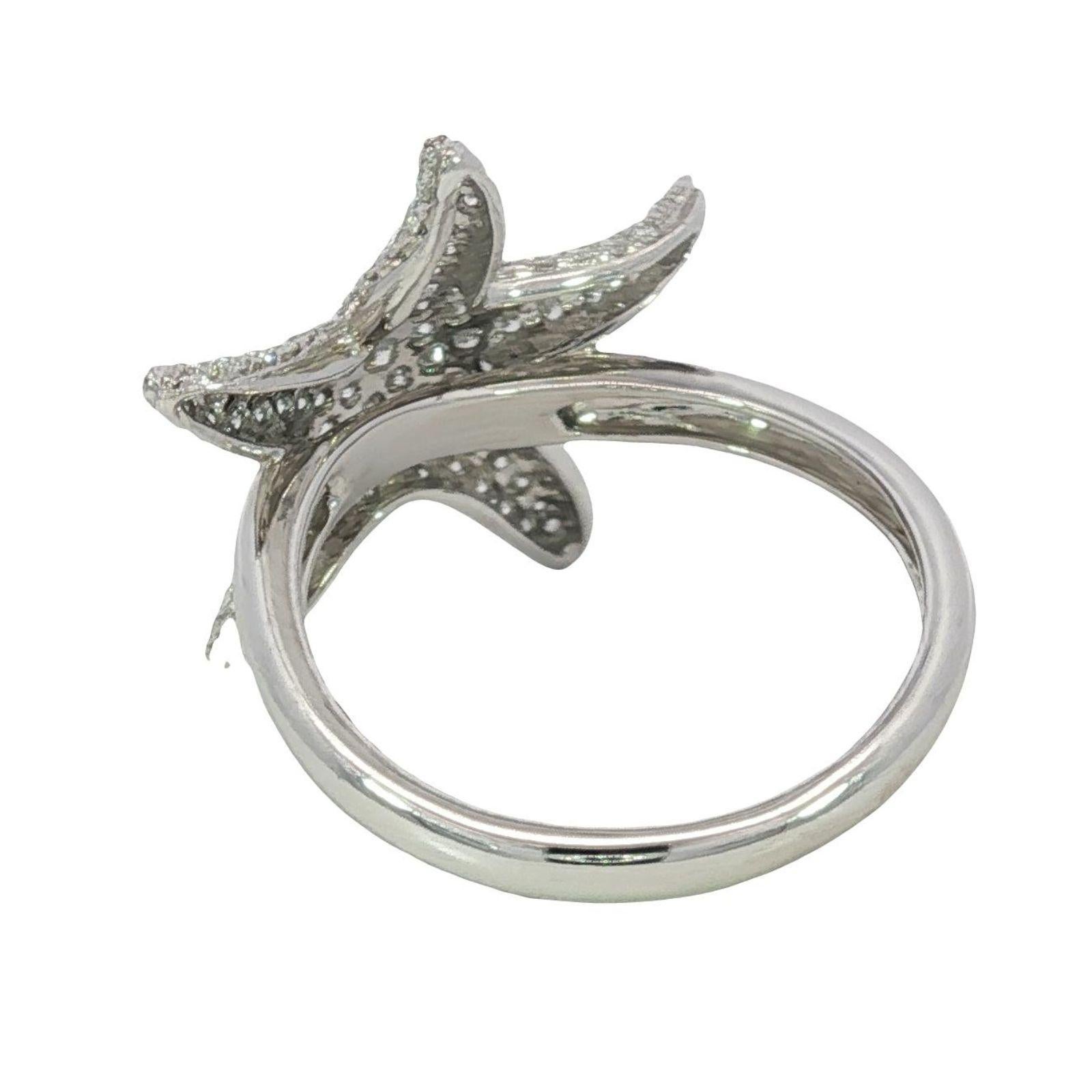 Anillo Moderno de Diamantes Estrella de Mar 14K Oro Blanco Talla 7 ~0.73ctw Diamantes en venta 1