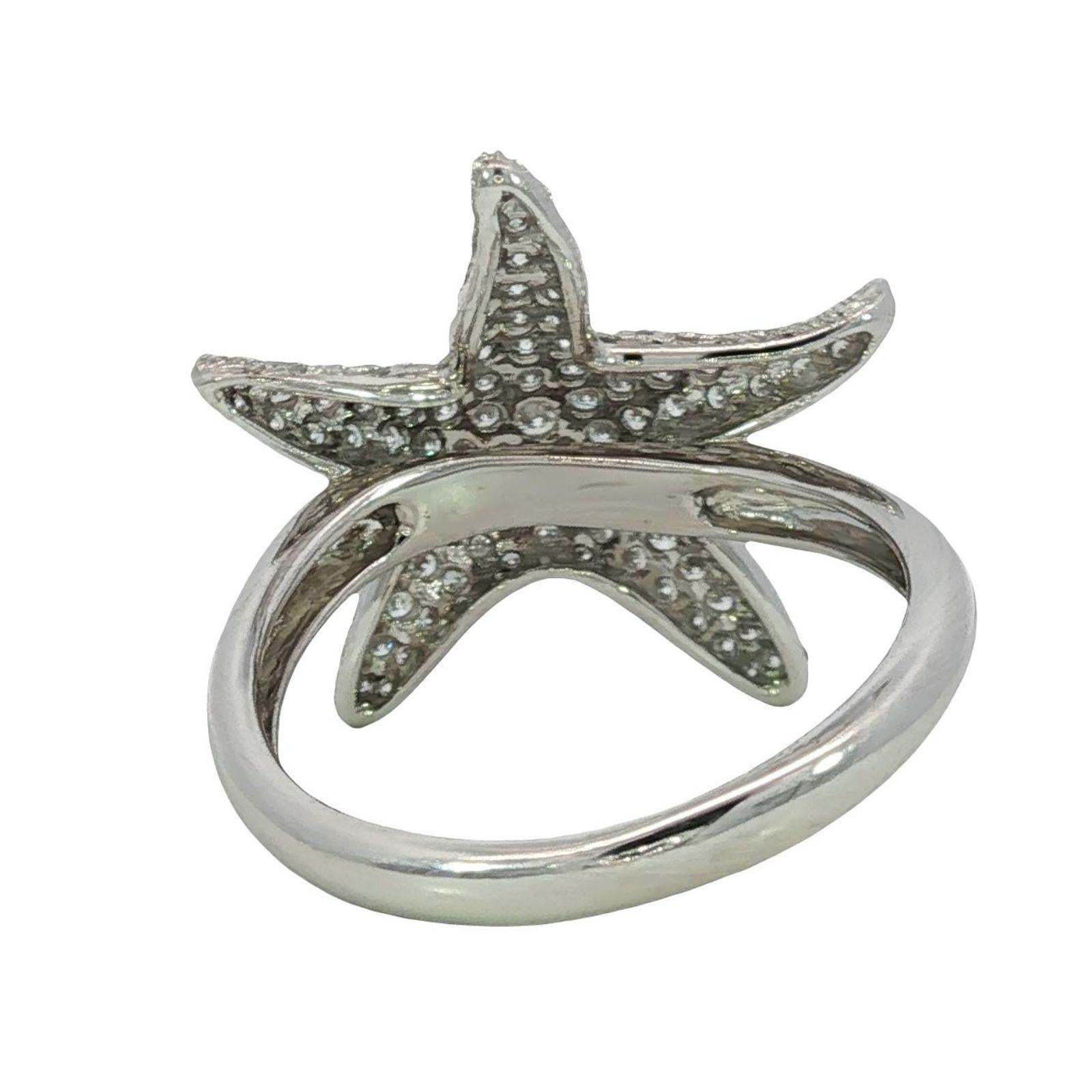 Anillo Moderno de Diamantes Estrella de Mar 14K Oro Blanco Talla 7 ~0.73ctw Diamantes en venta 2