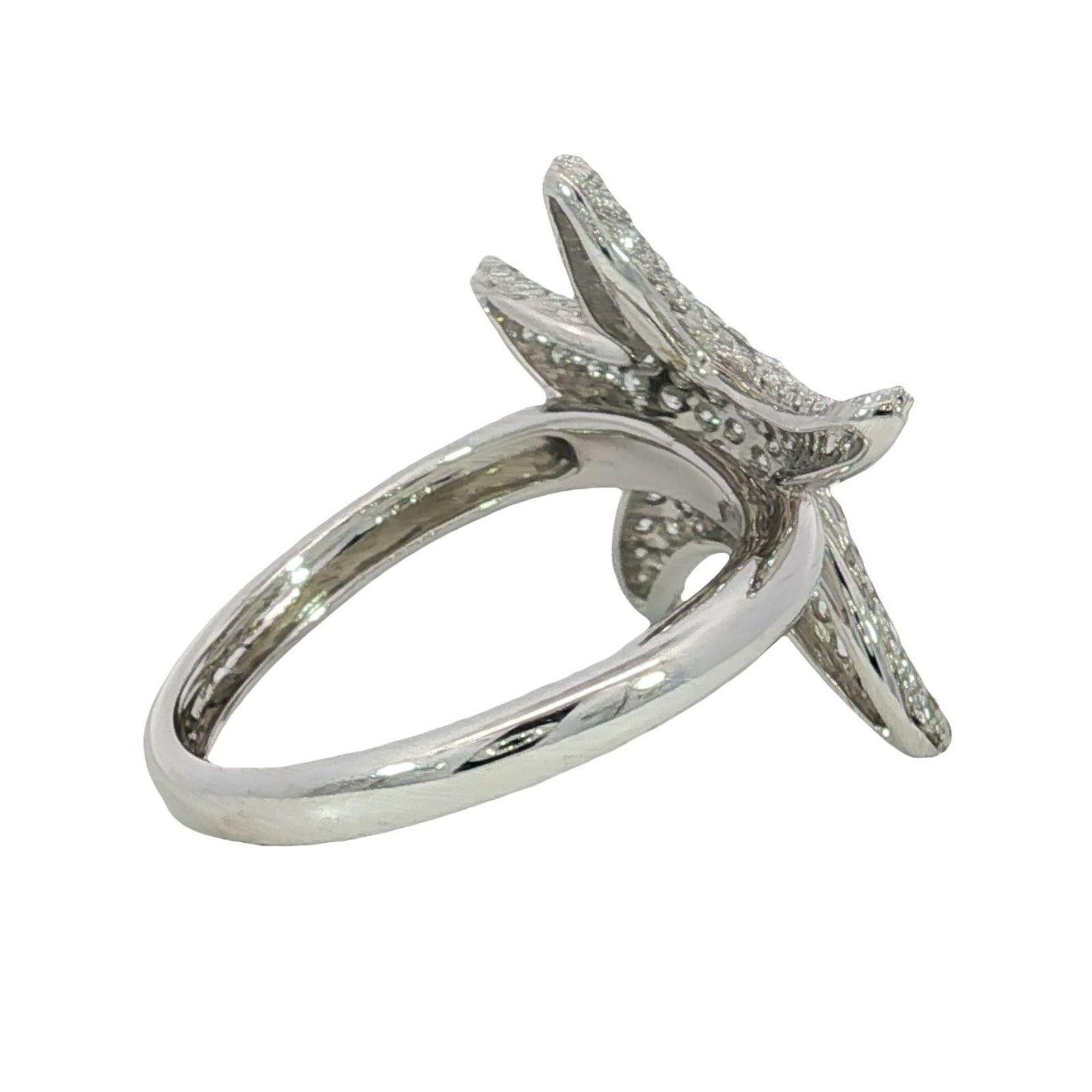 Anillo Moderno de Diamantes Estrella de Mar 14K Oro Blanco Talla 7 ~0.73ctw Diamantes en venta 4
