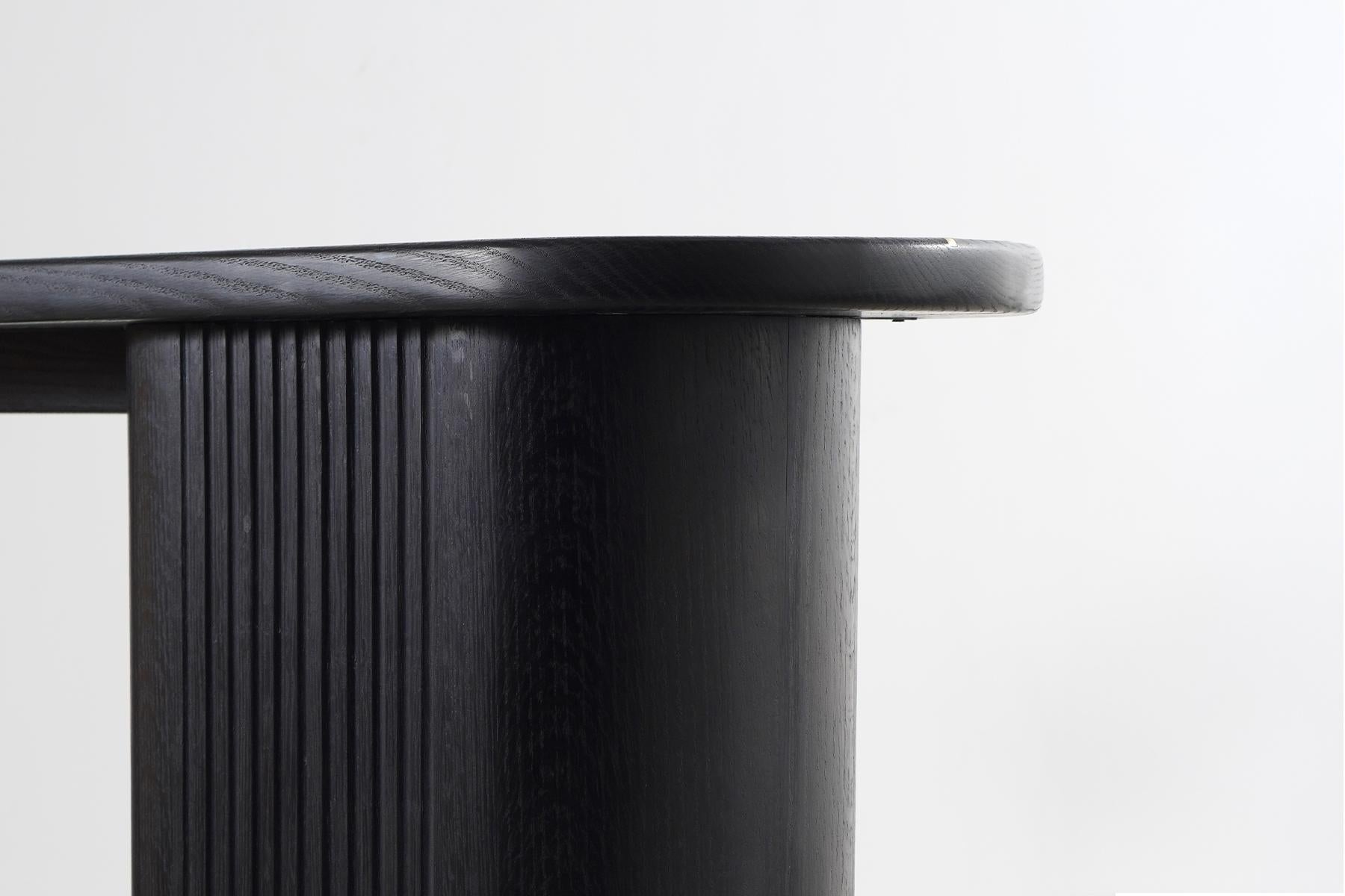 Indian Modern statement organic Black Oak wood Console Table with solid brass inlay For Sale