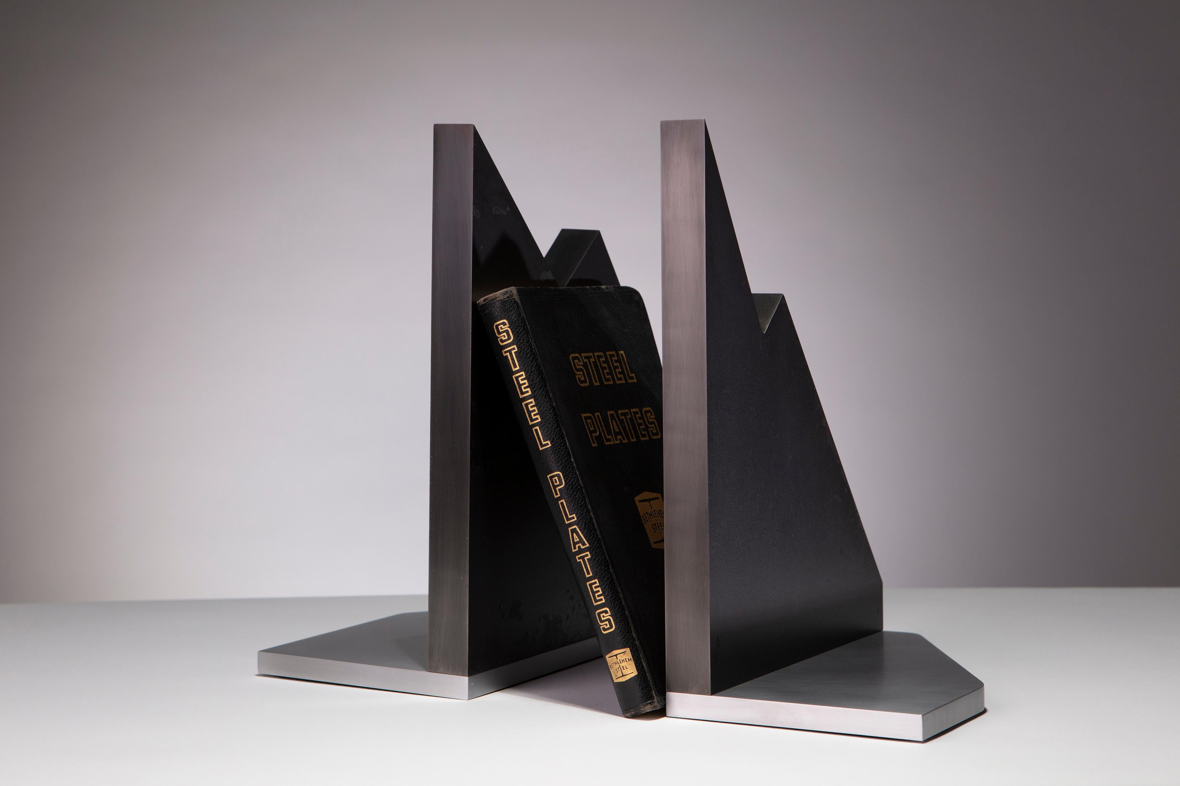 Modern Steel and Aluminum Sculptural Bookends In New Condition For Sale In Treadwell, NY