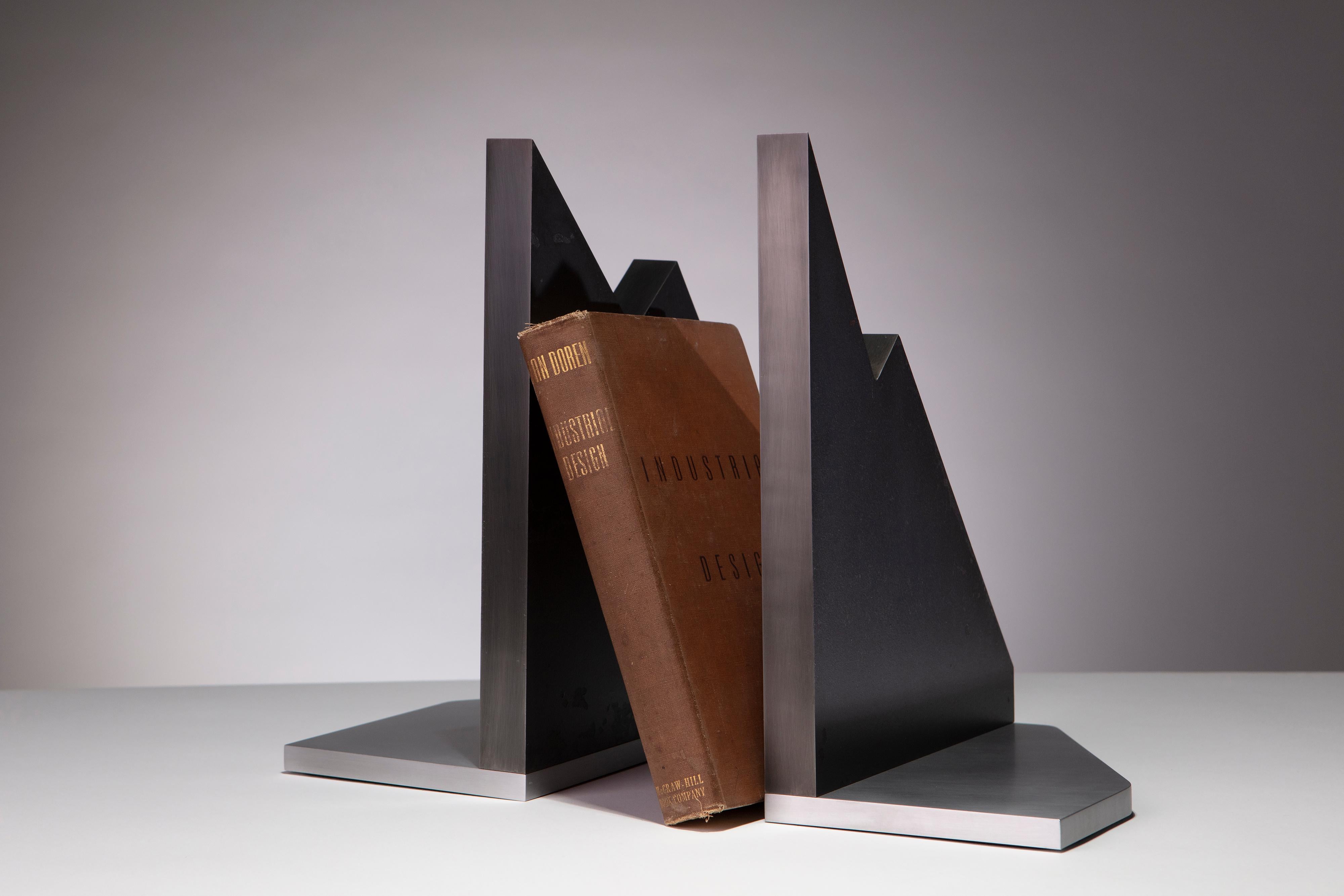 Contemporary Modern Steel and Aluminum Sculptural Bookends For Sale
