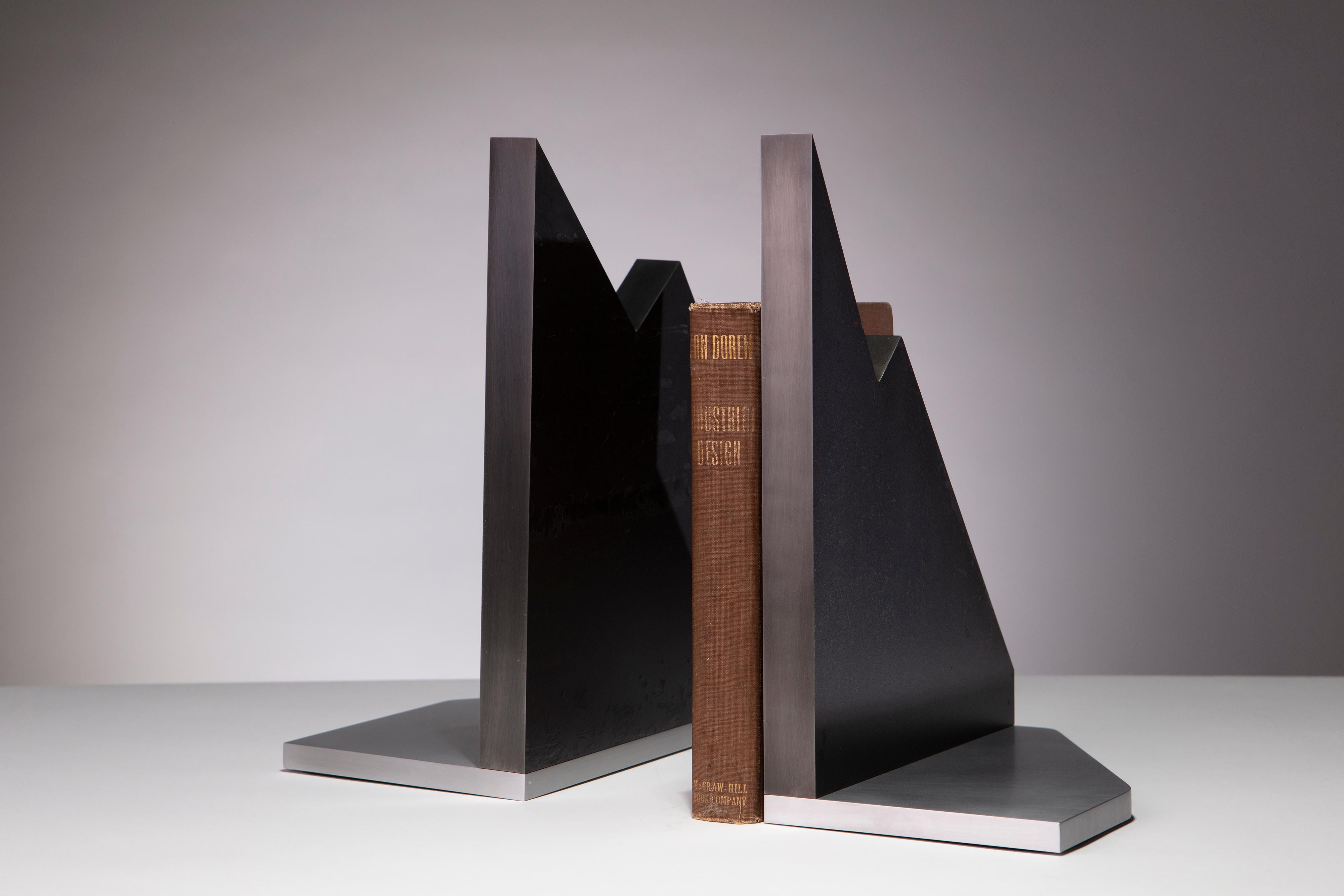 Modern Steel and Aluminum Sculptural Bookends For Sale 1