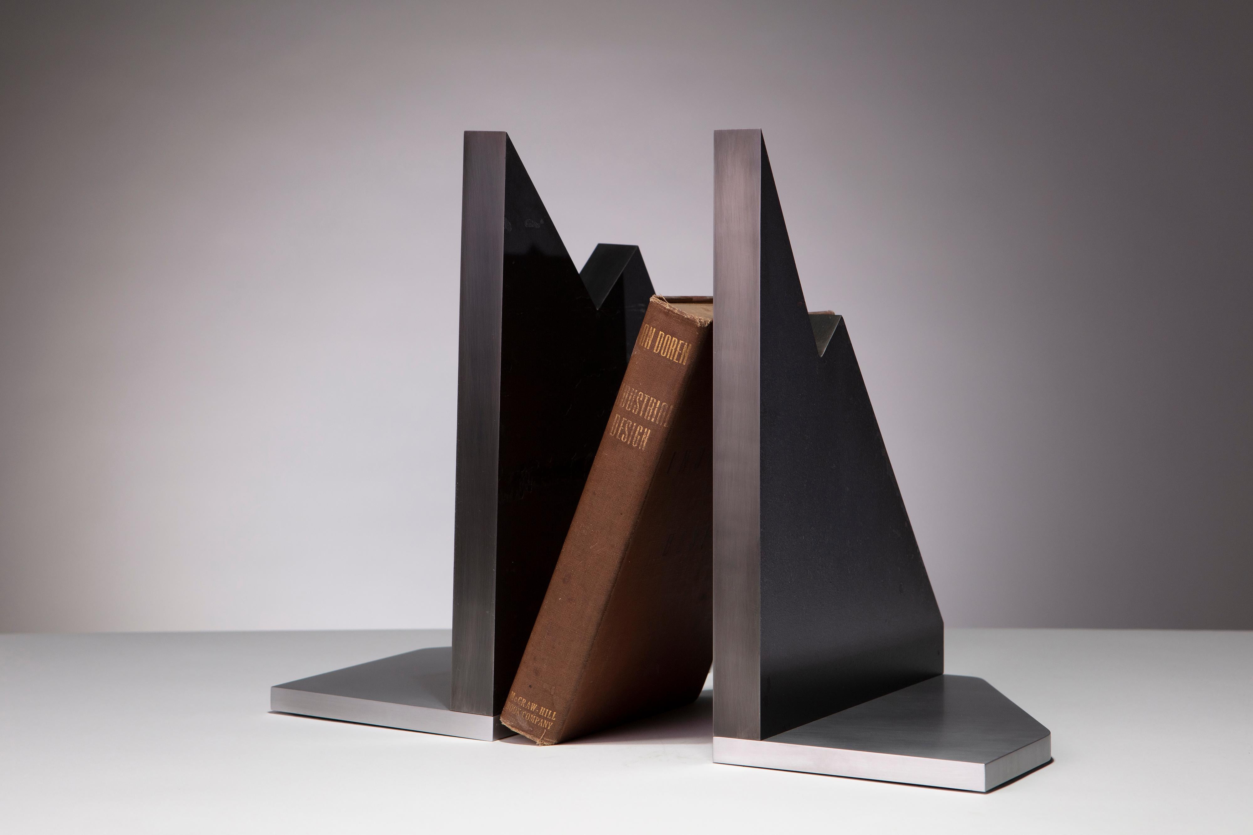 Modern Steel and Aluminum Sculptural Bookends For Sale 2