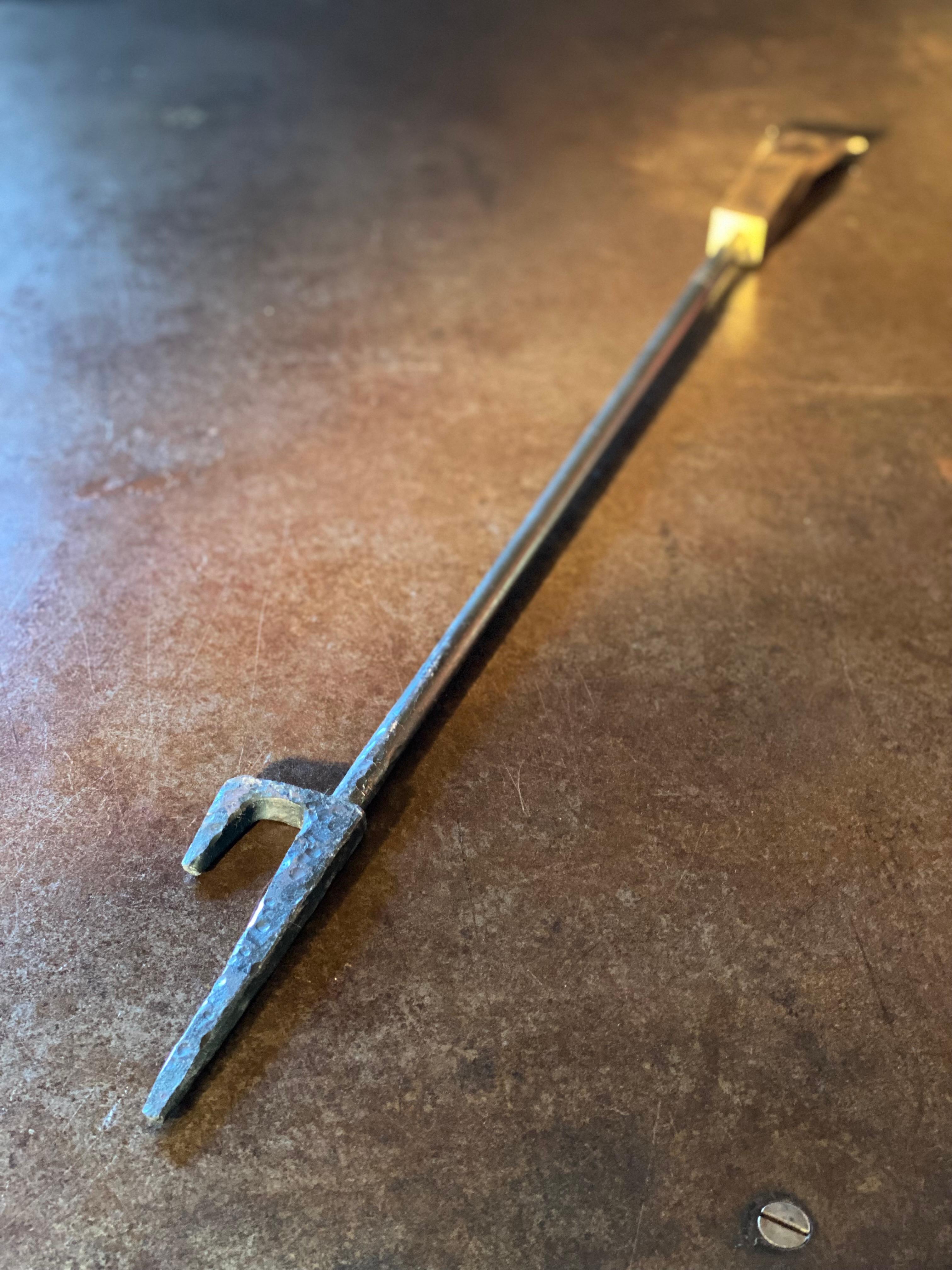 Modern Steel and Brass Fireplace Tool For Sale 5
