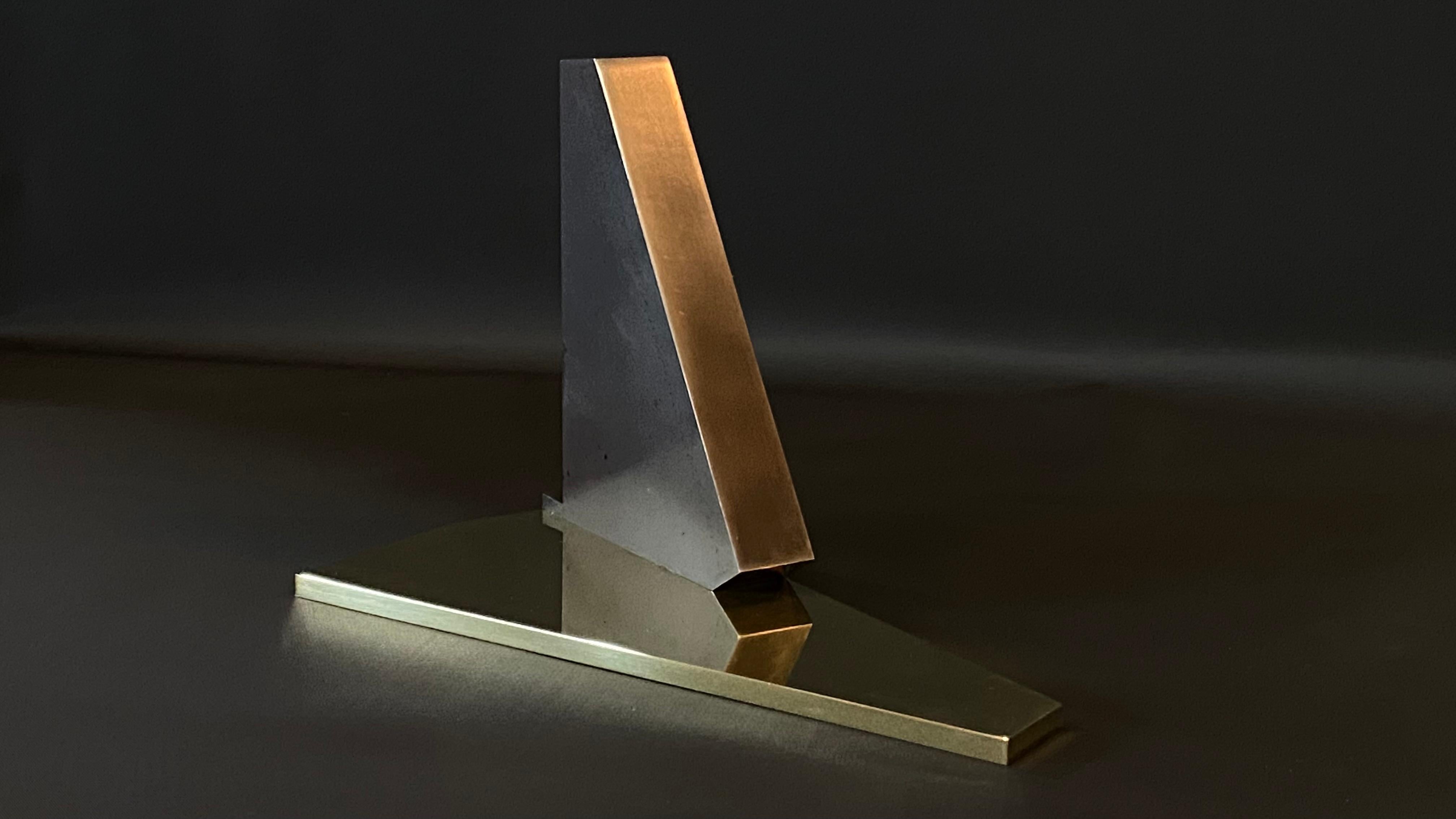 Oiled Modern Steel and Brass Object For Sale