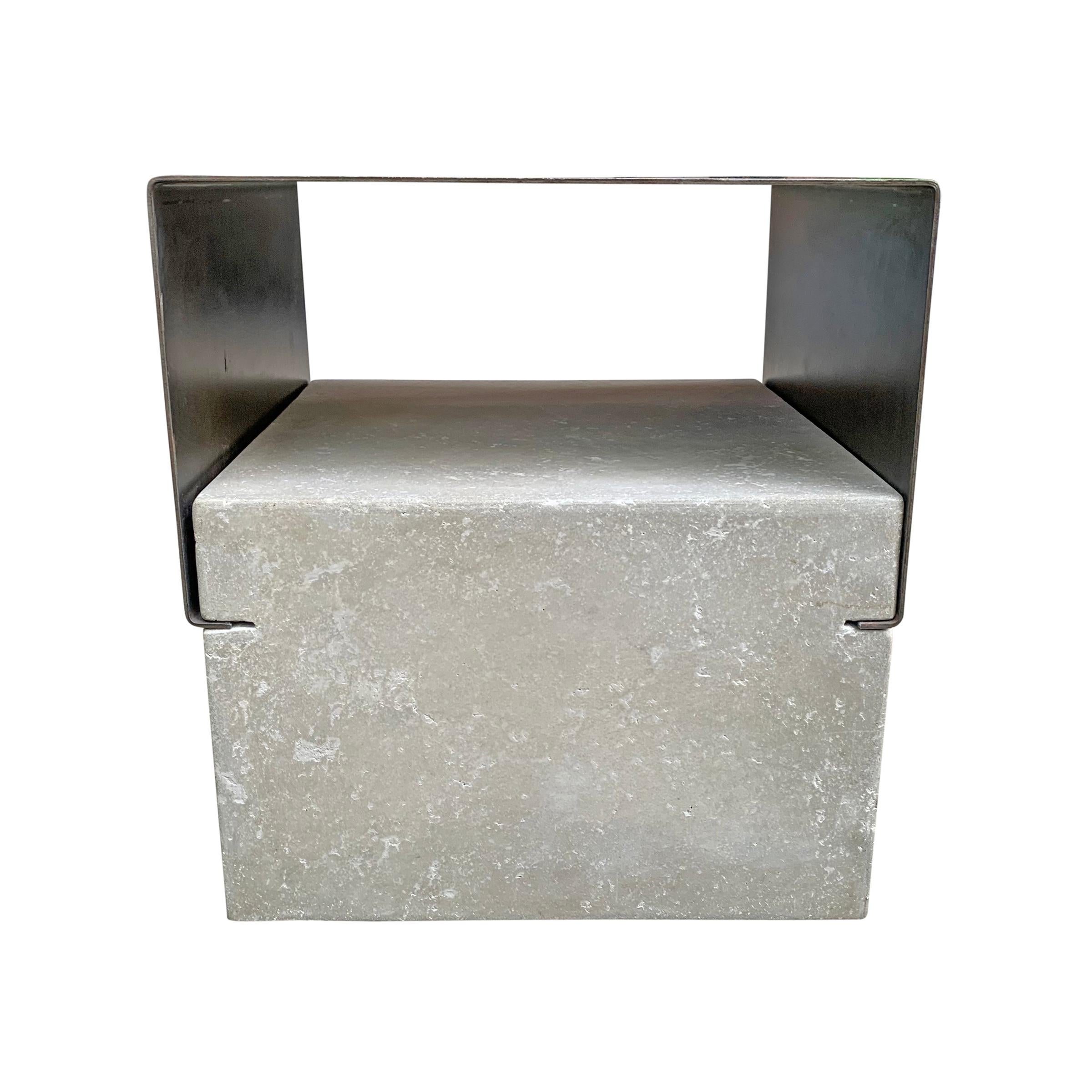 Modern Steel and Concrete Side Table In New Condition In Chicago, IL
