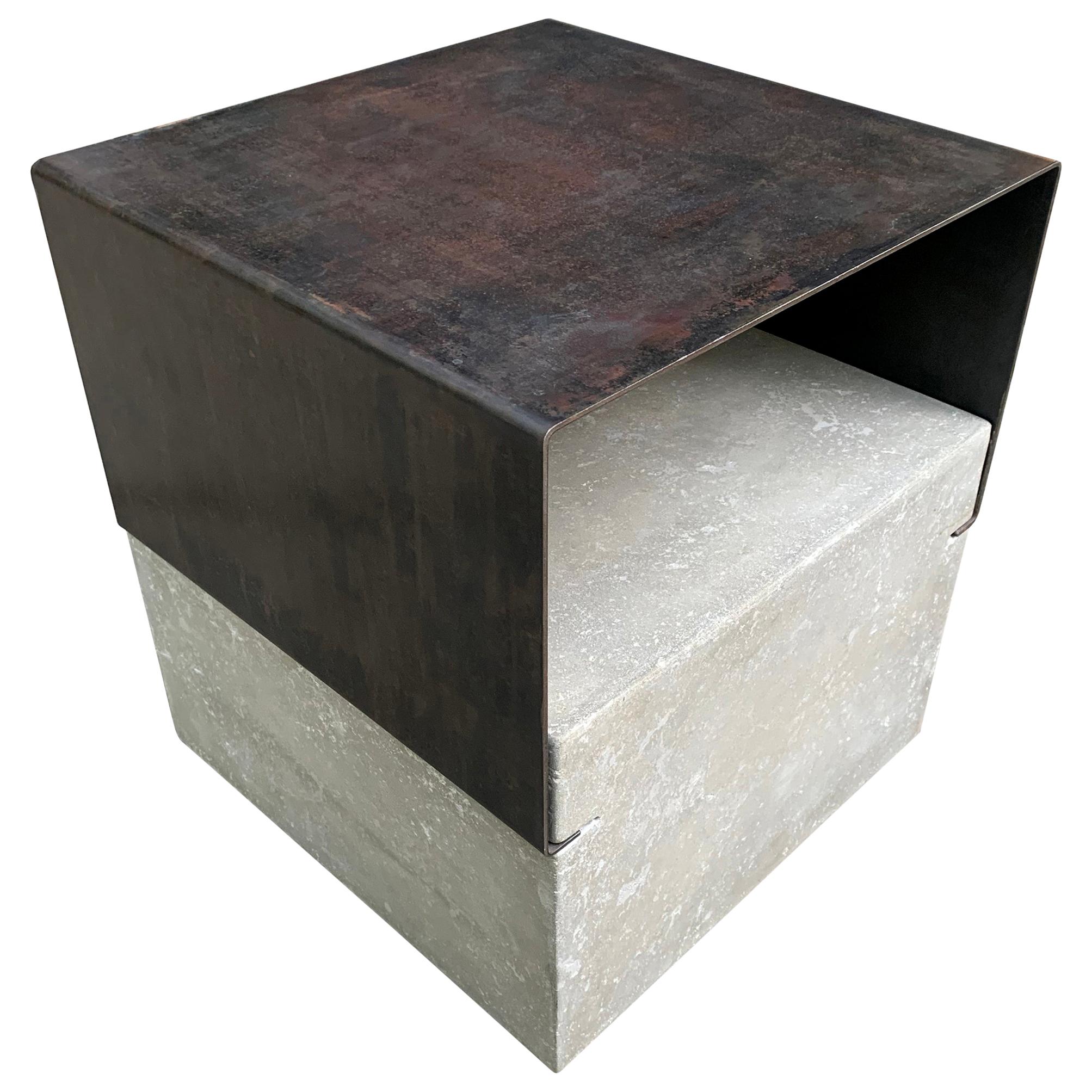 Modern Steel and Concrete Side Table
