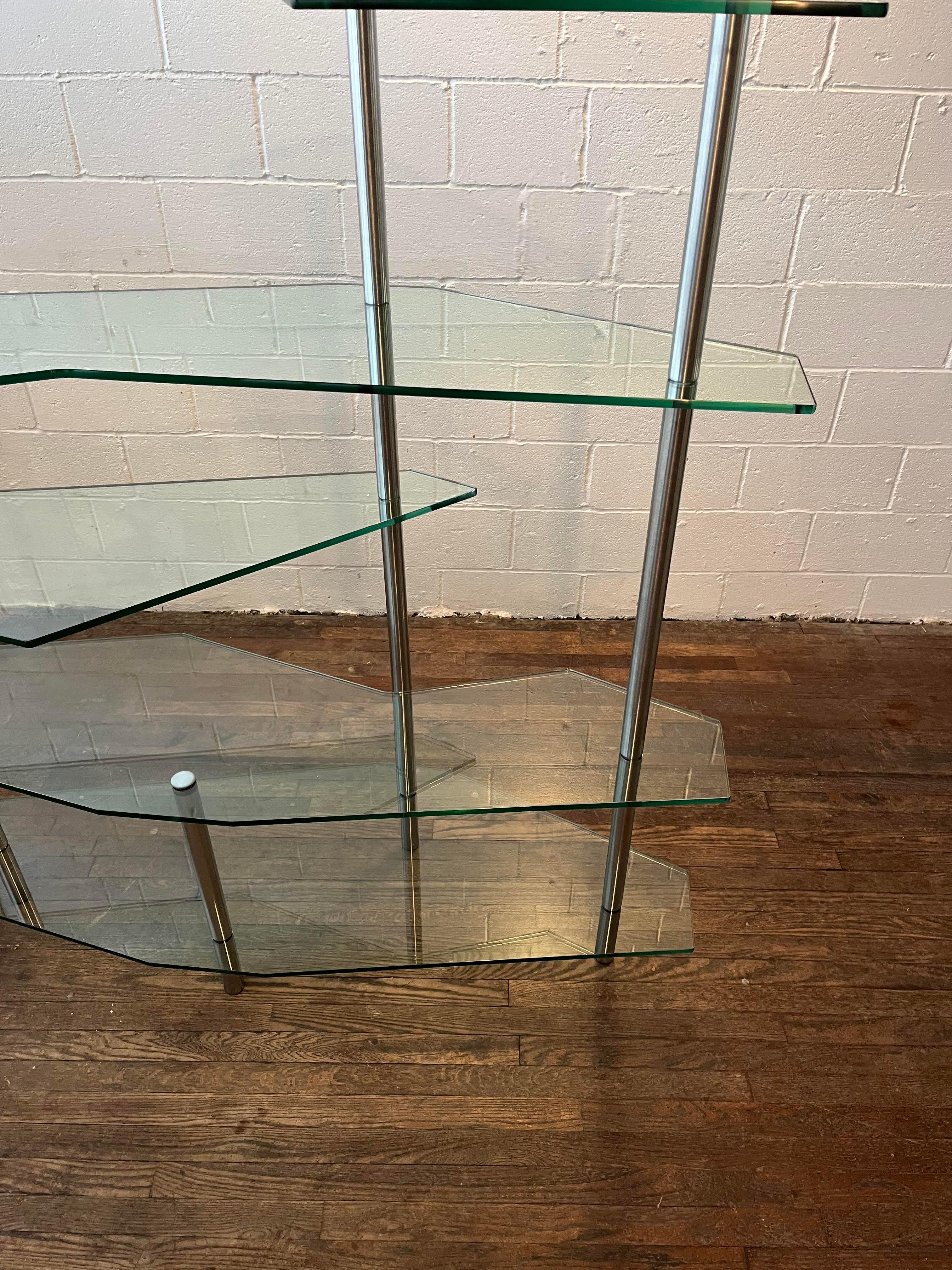Unknown Modern Steel and Glass Vitrine Etagere Shelving For Sale