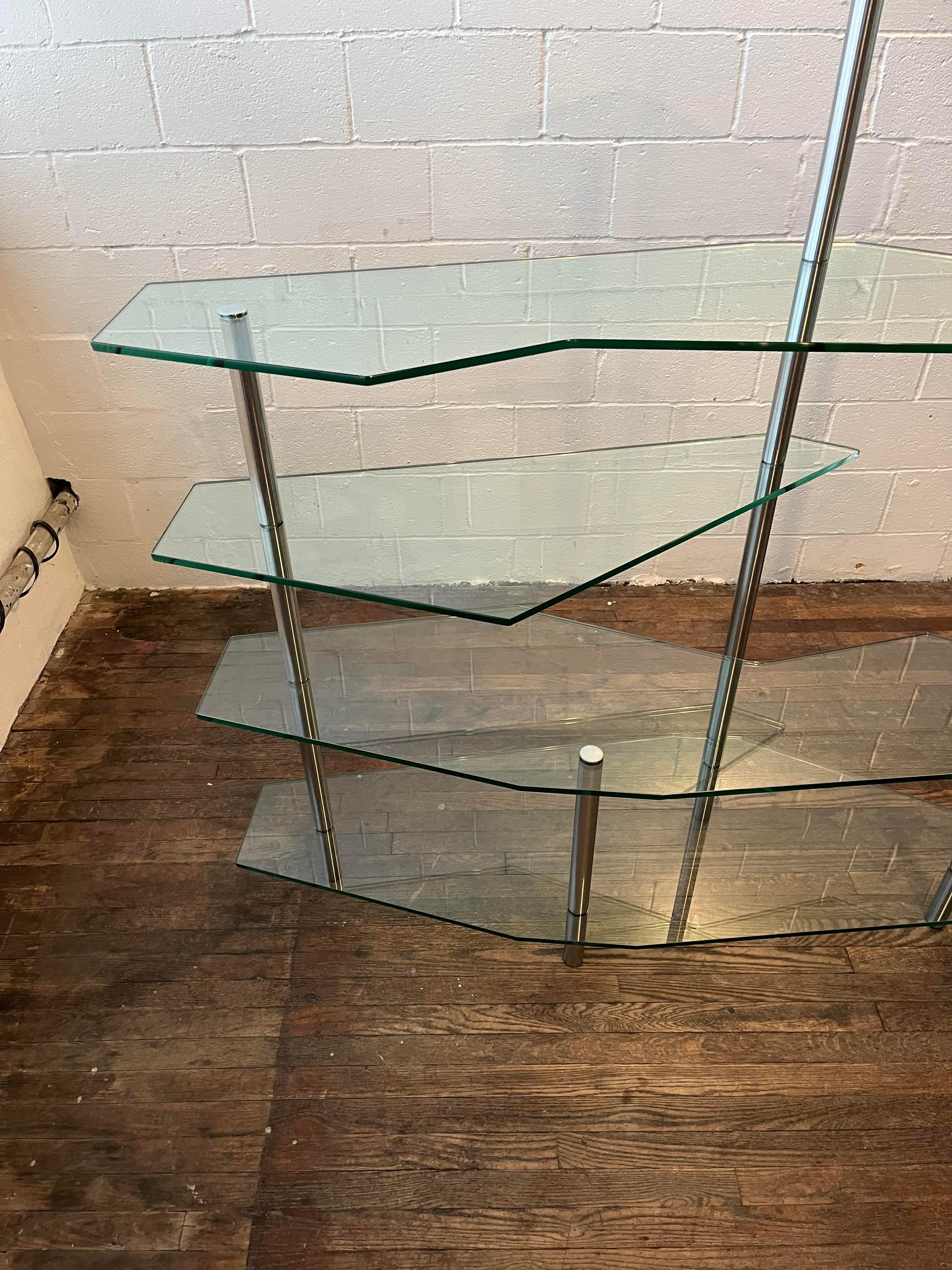 Modern Freeform Steel and Glass Shelving Unit In Good Condition For Sale In W Allenhurst, NJ