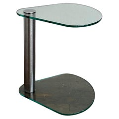 Vintage Modern Steel and Glass Side Table