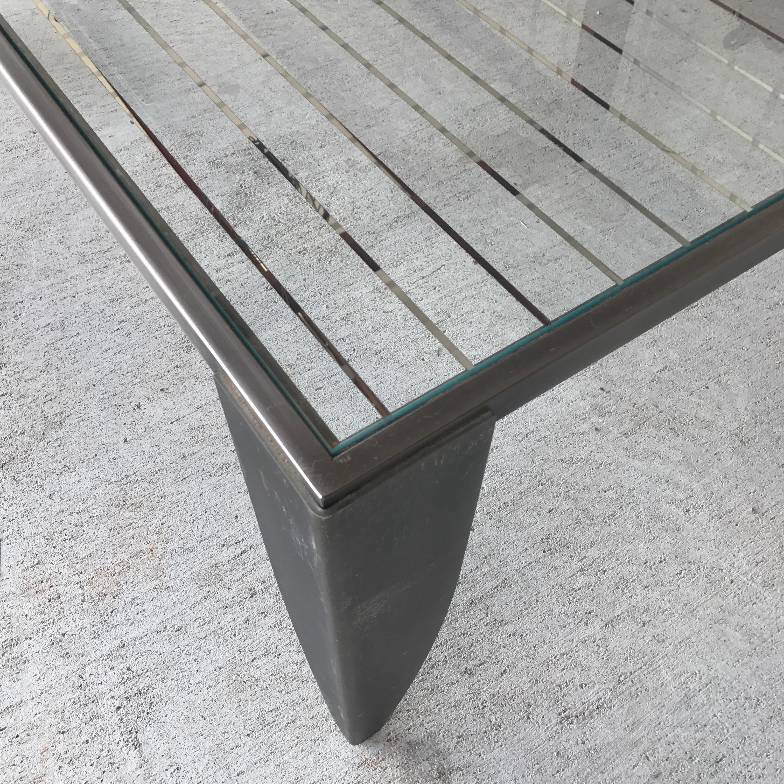 Modern Steel And Glass Top Cocktail Table 4