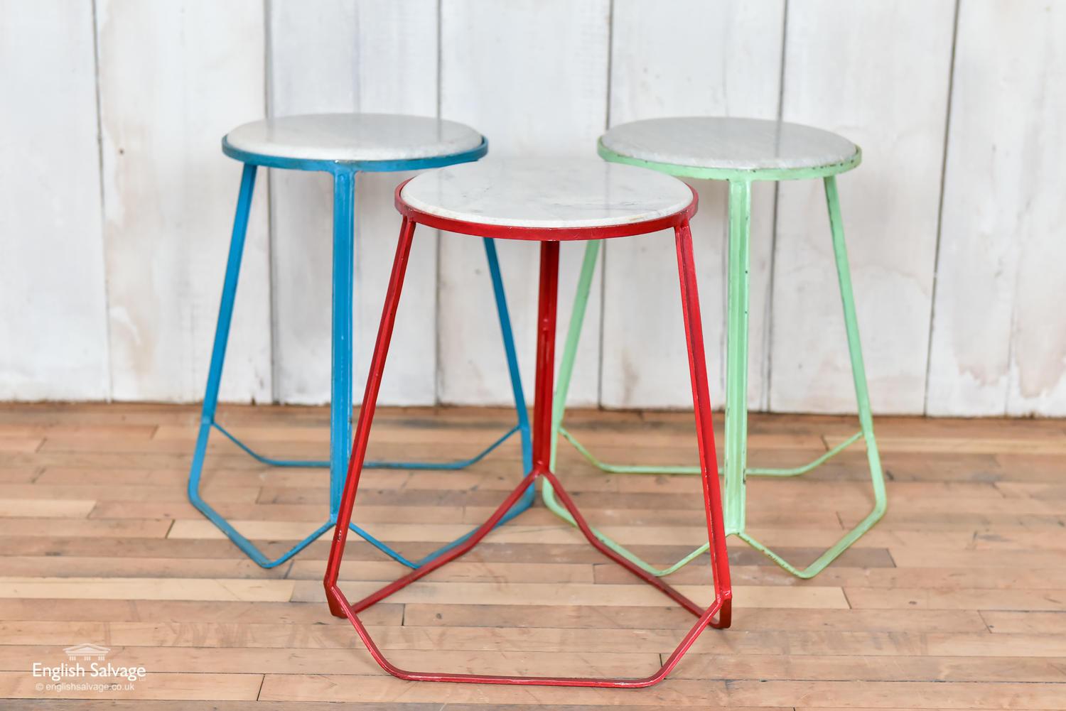 Modern Steel and Marble Stools, 20th Century For Sale 1