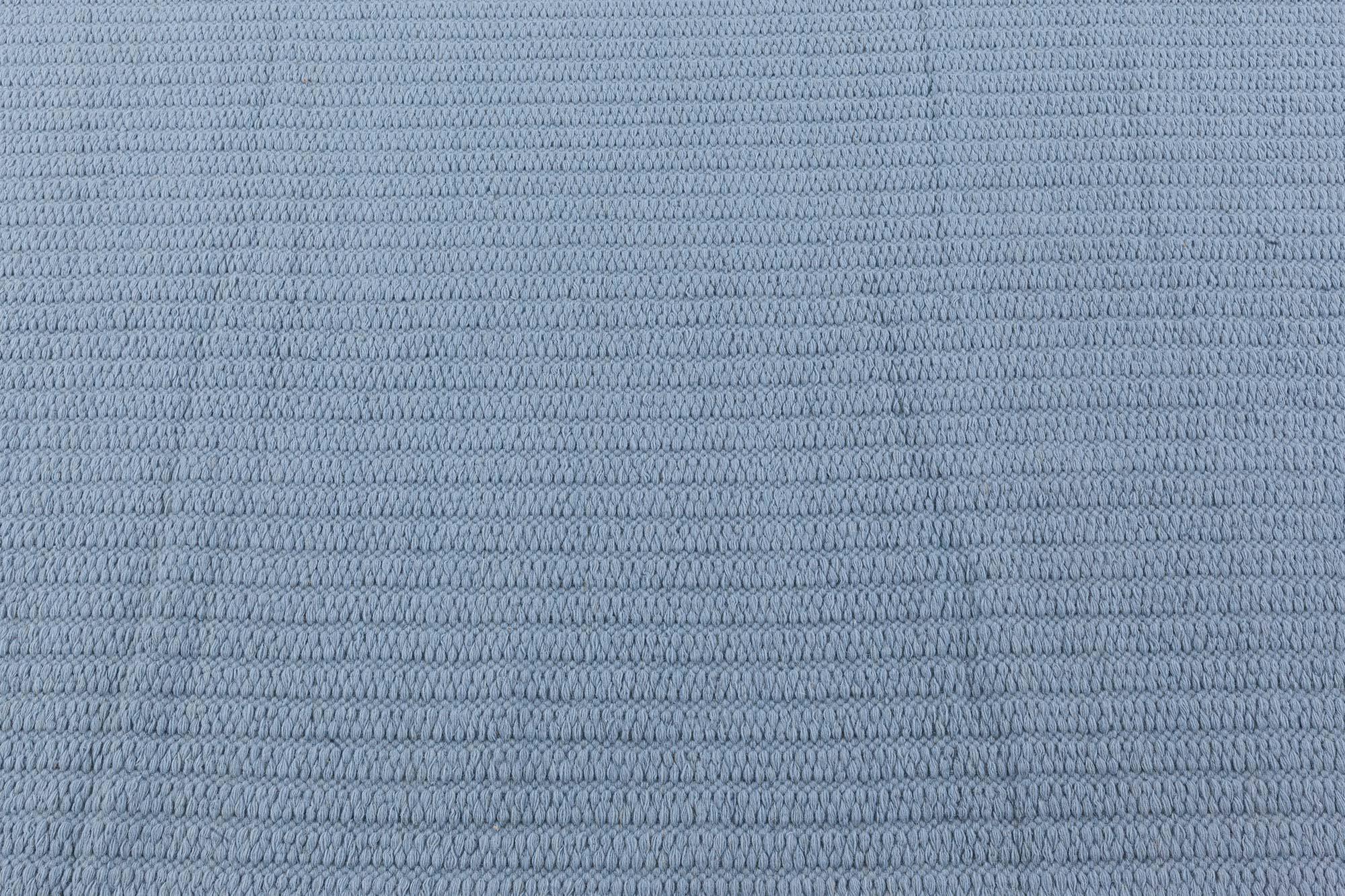 Modern Steel-blue Flat Weave Wool Rug 
Size: 13'0