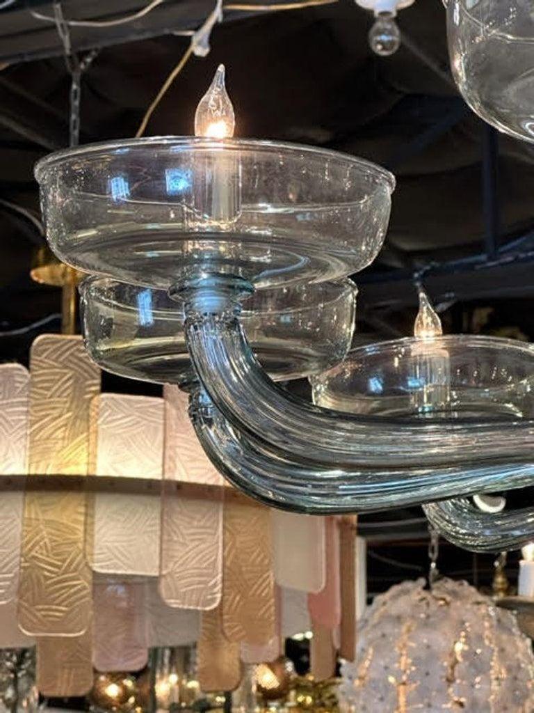 Italian Modern Steel Blue Murano Glass Chandelier For Sale