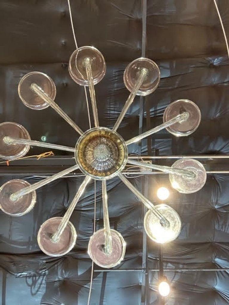 Modern Steel Blue Murano Glass Chandelier For Sale 2