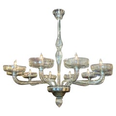 Modern Steel Blue Murano Glass Chandelier