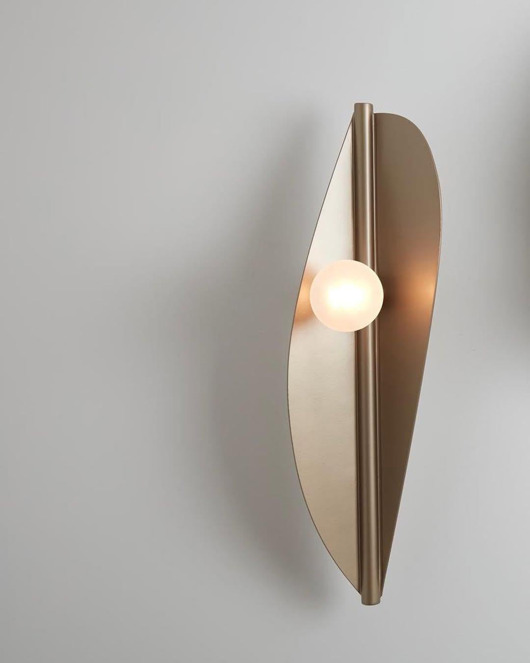 Contemporary Modern Steel & Brass Metallic Copper Feuillage Wall Mounted Lamp, Carla Baz For Sale