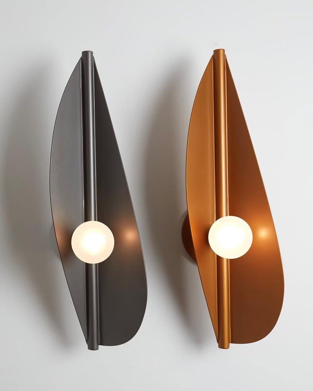 Modern Steel & Brass Metallic Copper Feuillage Wall Mounted Lamp, Carla Baz For Sale 1
