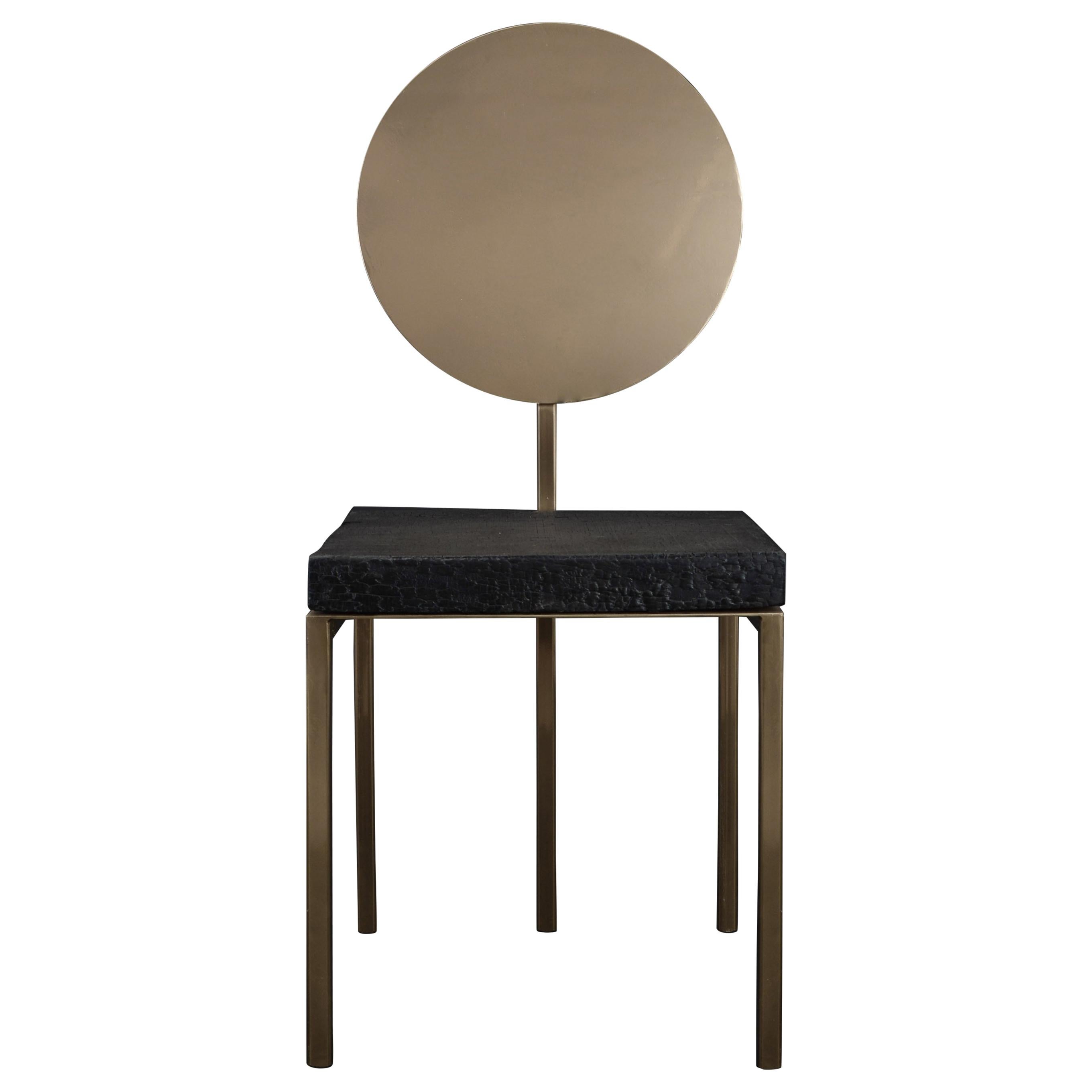 Chaise moderne en acier de Dario Cipelletti pour NOBE Italia Pendolo Acier Bois Or en vente