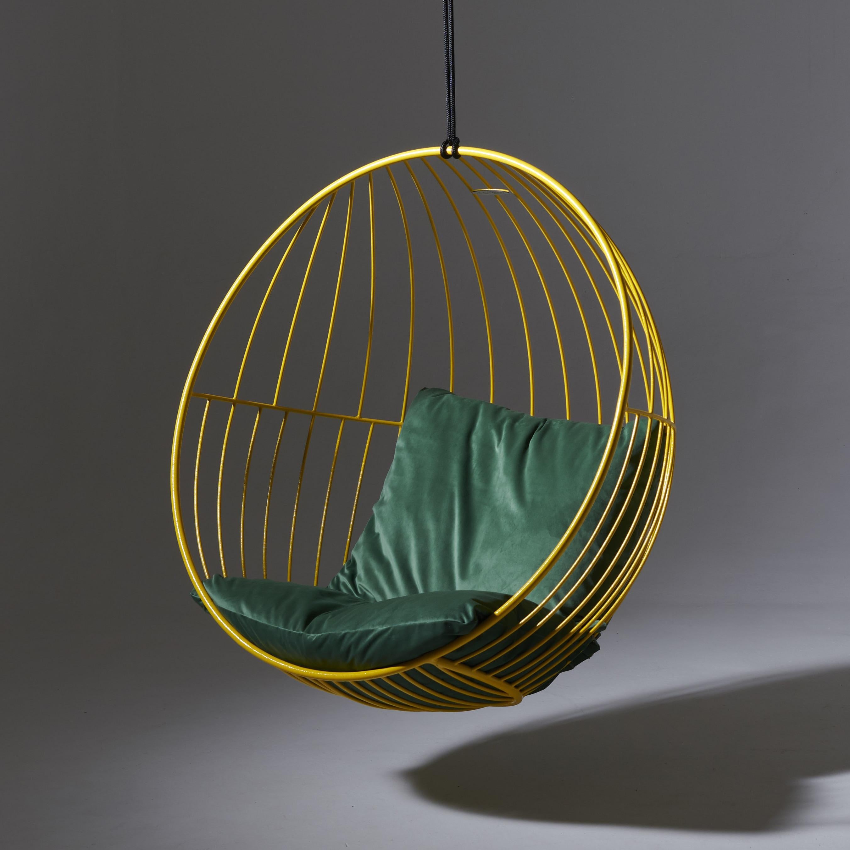 Modern Steel Hanging Bubble Swing Seat in Glossy Hunters Green For Sale 3