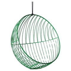 Modern Steel Hanging Bubble Swing Seat in Glossy Hunters Green