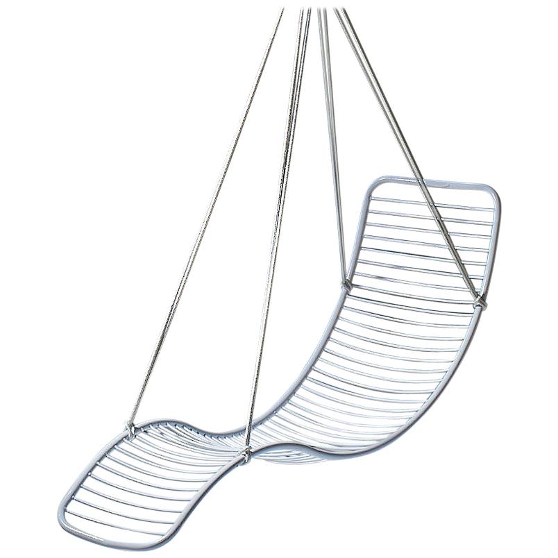 Modern Steel in/Outdoor Pod Hanging Chair White 21st Century Lounger Daybed