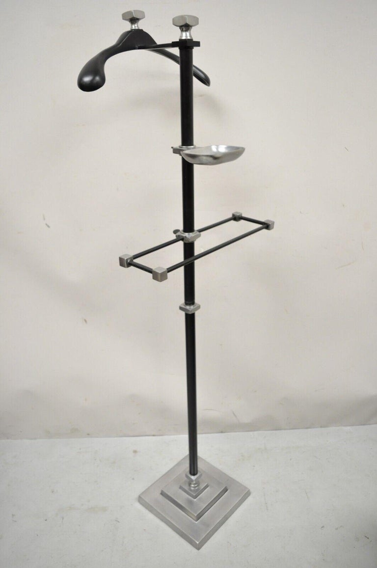 Modern Steel Metal Art Deco Style Industrial Clothing Suit Valet Stand