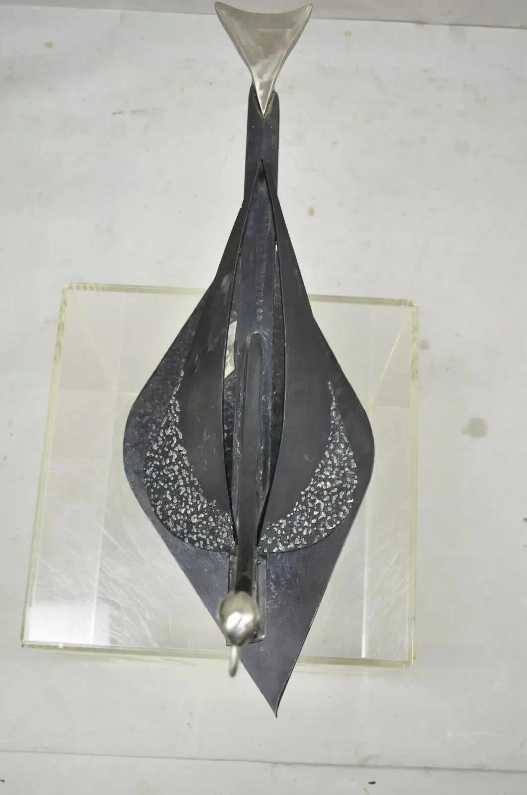 Modern Steel Metal Brutalist Large 28 inch Bird Sculpture Artist Metalwork For Sale 5