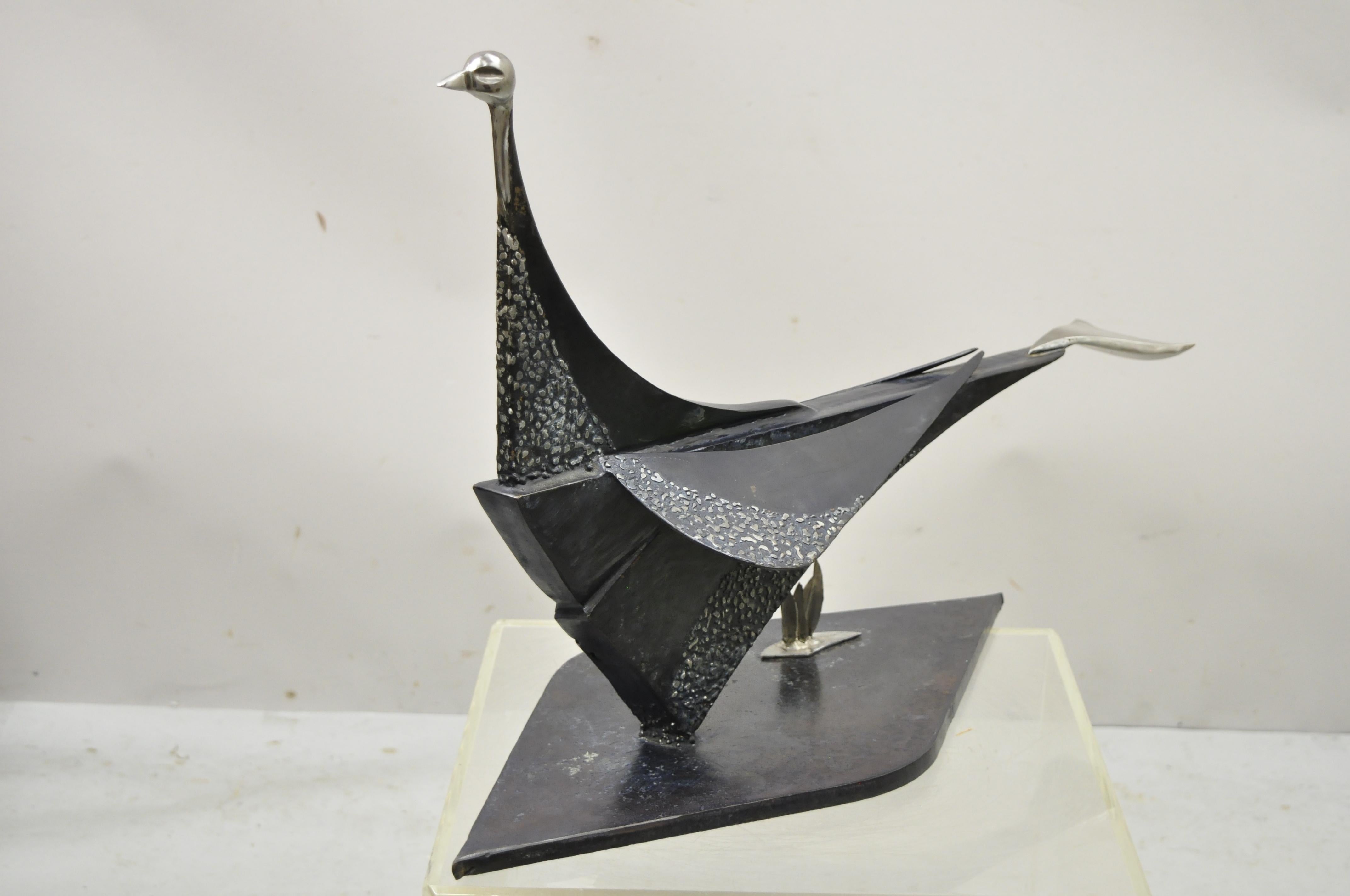 Moderne brutalistische Stahl-Metall-Skulptur, Große Vogelskulptur, Künstler, Metallarbeit im Angebot 7