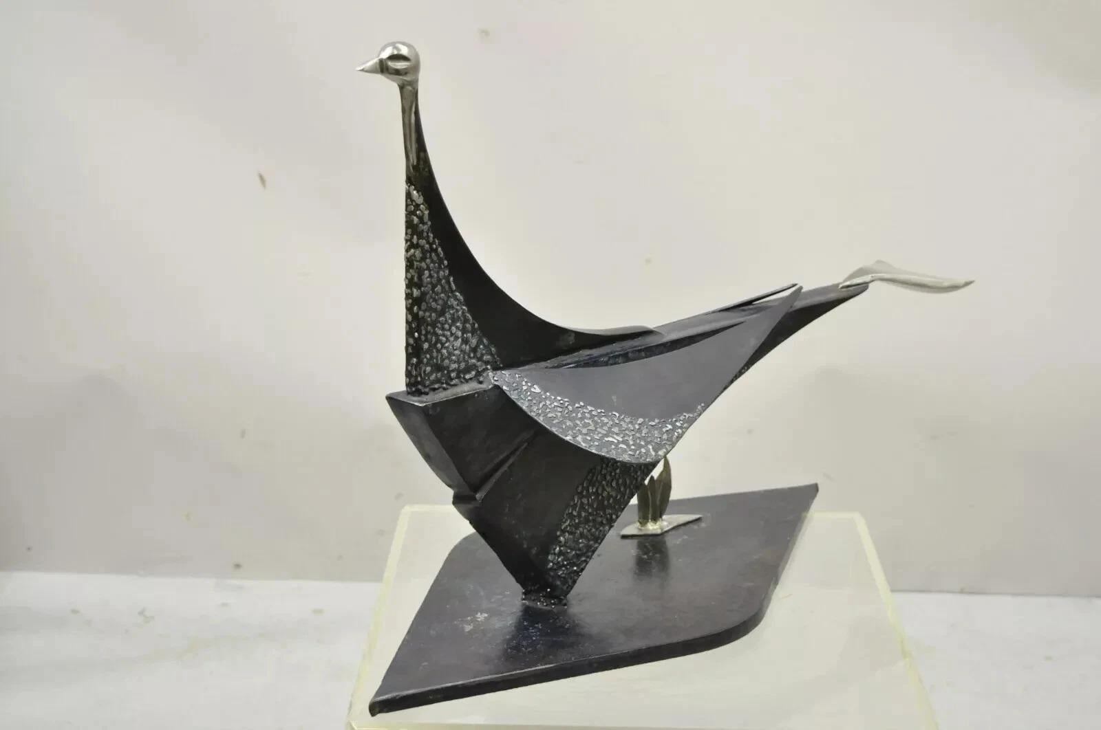 Modern Steel Metal Brutalist Large 28 inch Bird Sculpture Artist Metalwork For Sale 6