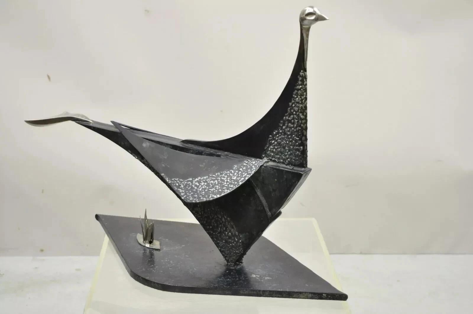 Mid-Century Modern Modern Steel Metal Brutalist Large 28 inch Bird Sculpture Artist Metalwork For Sale