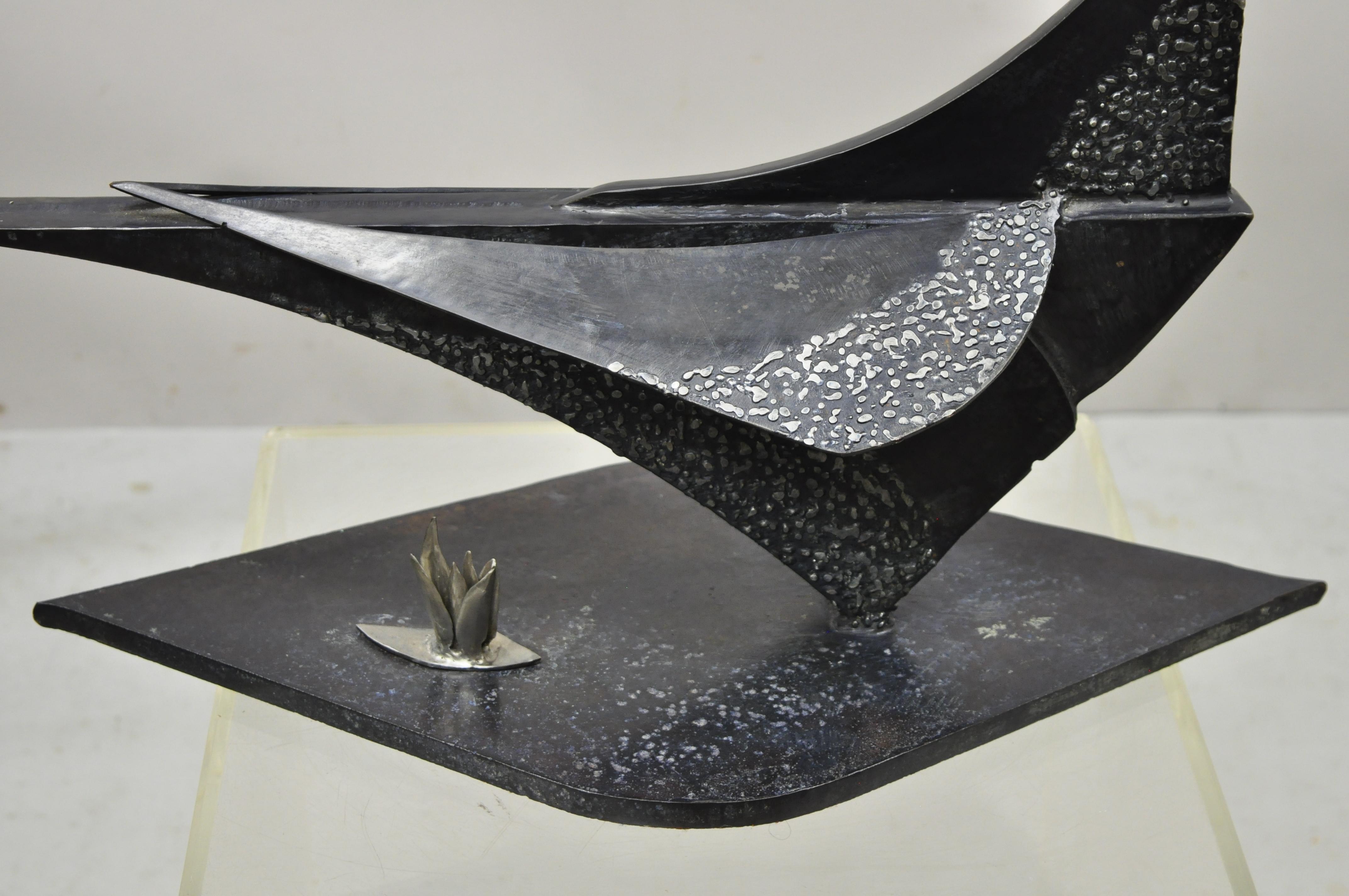 Mid-Century Modern Modern Steel Metal Brutalist Large Bird Sculpture Artist Metalwork For Sale