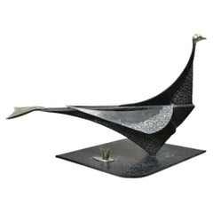 Modern Steel Metal Brutalist Large 28 inch Bird Sculpture Artist Metalwork