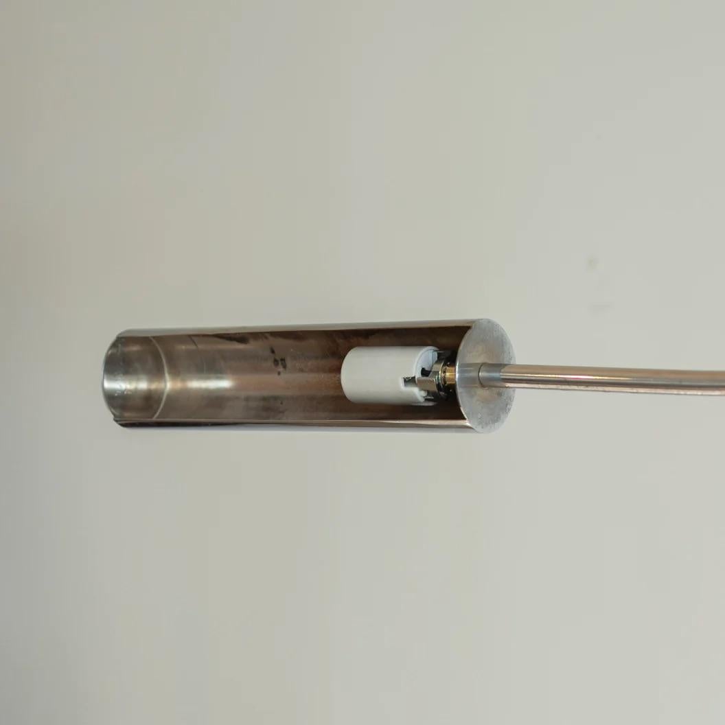 Modern Steel Pendant Lamp for Maison Lucien Gau, France, 1980s In Good Condition For Sale In Tokyo, Tokyo