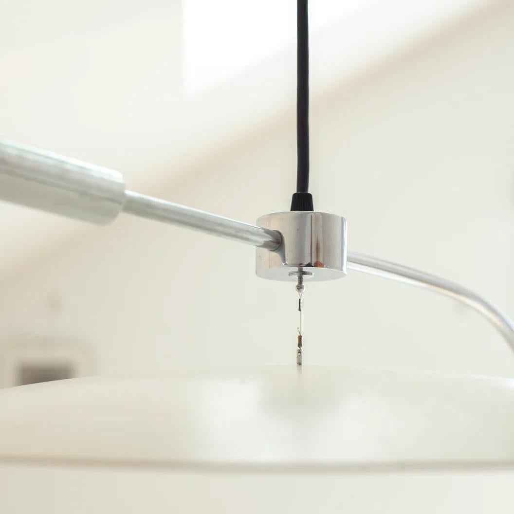 Late 20th Century Modern Steel Pendant Lamp for Maison Lucien Gau, France, 1980s For Sale