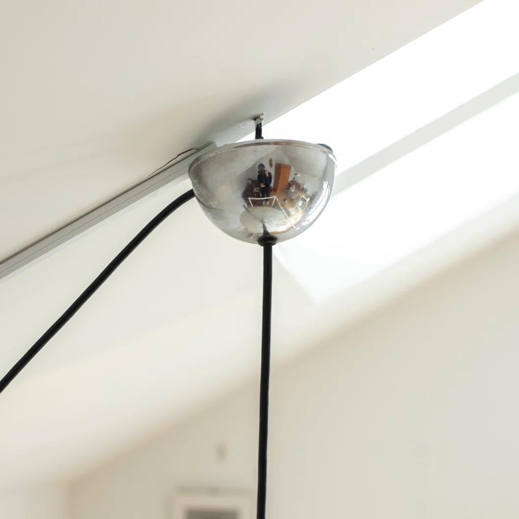 Modern Steel Pendant Lamp for Maison Lucien Gau, France, 1980s For Sale 1
