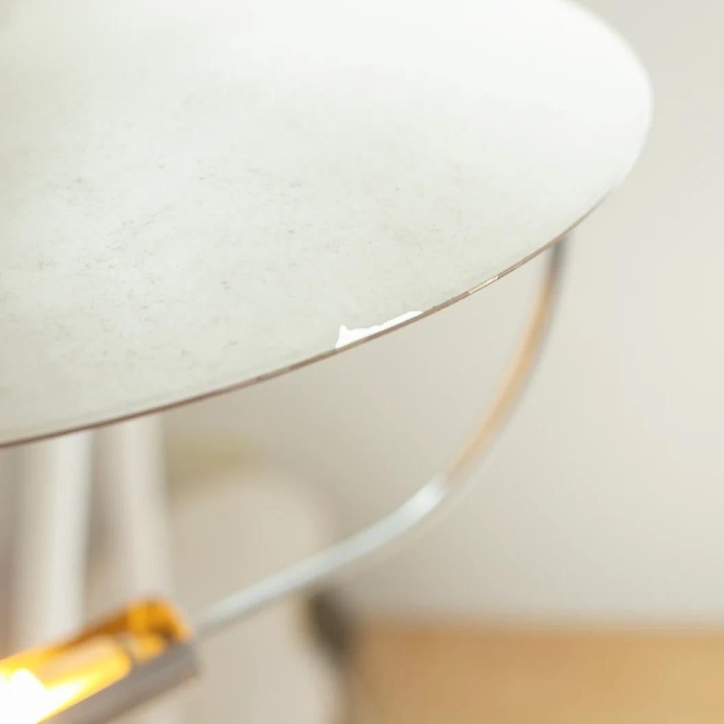 Modern Steel Pendant Lamp for Maison Lucien Gau, France, 1980s For Sale 2