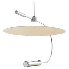 Lampe suspendue moderne en acier de la Maison Lucien Gau, France, années 1980
