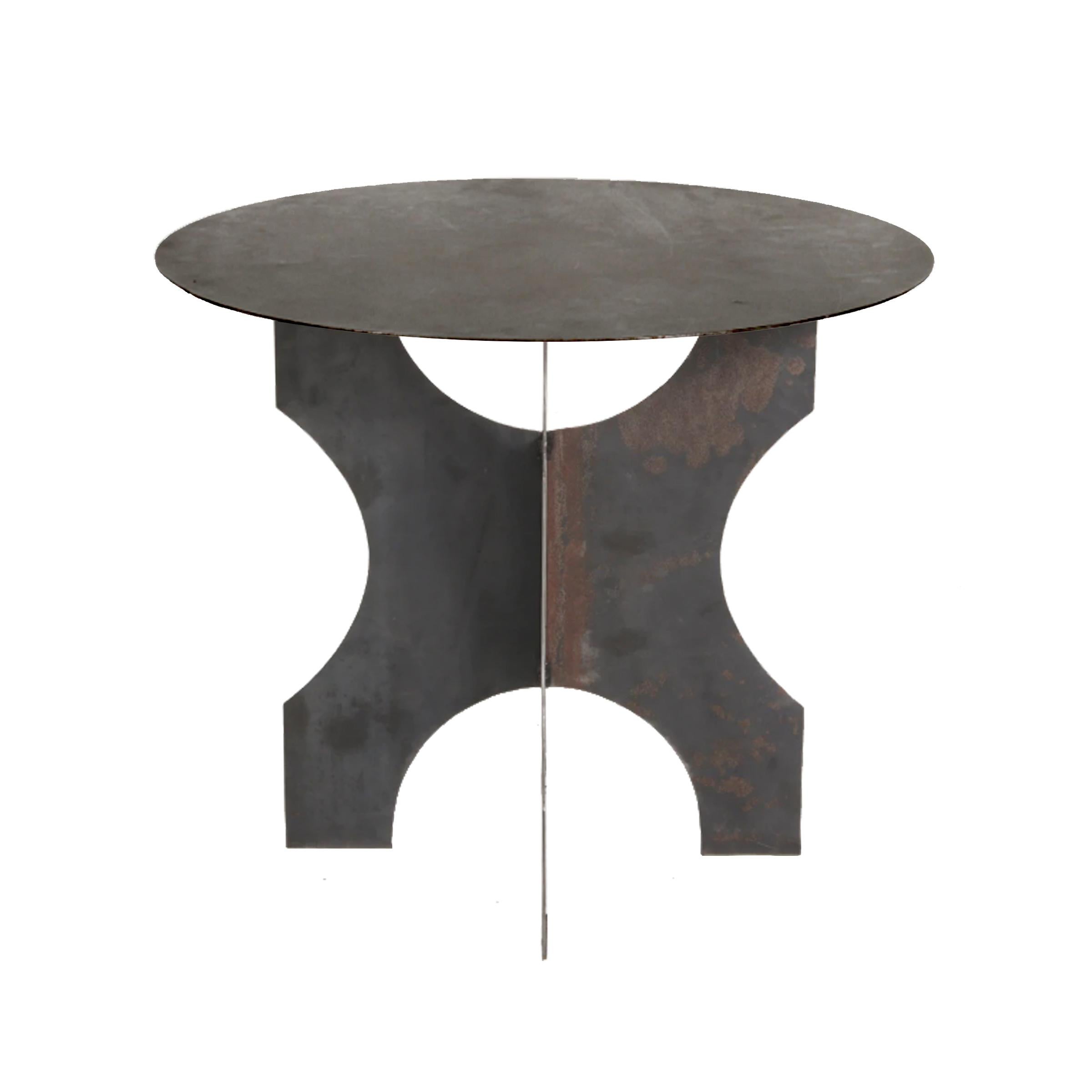 Brutalist Modern Steel Round Table