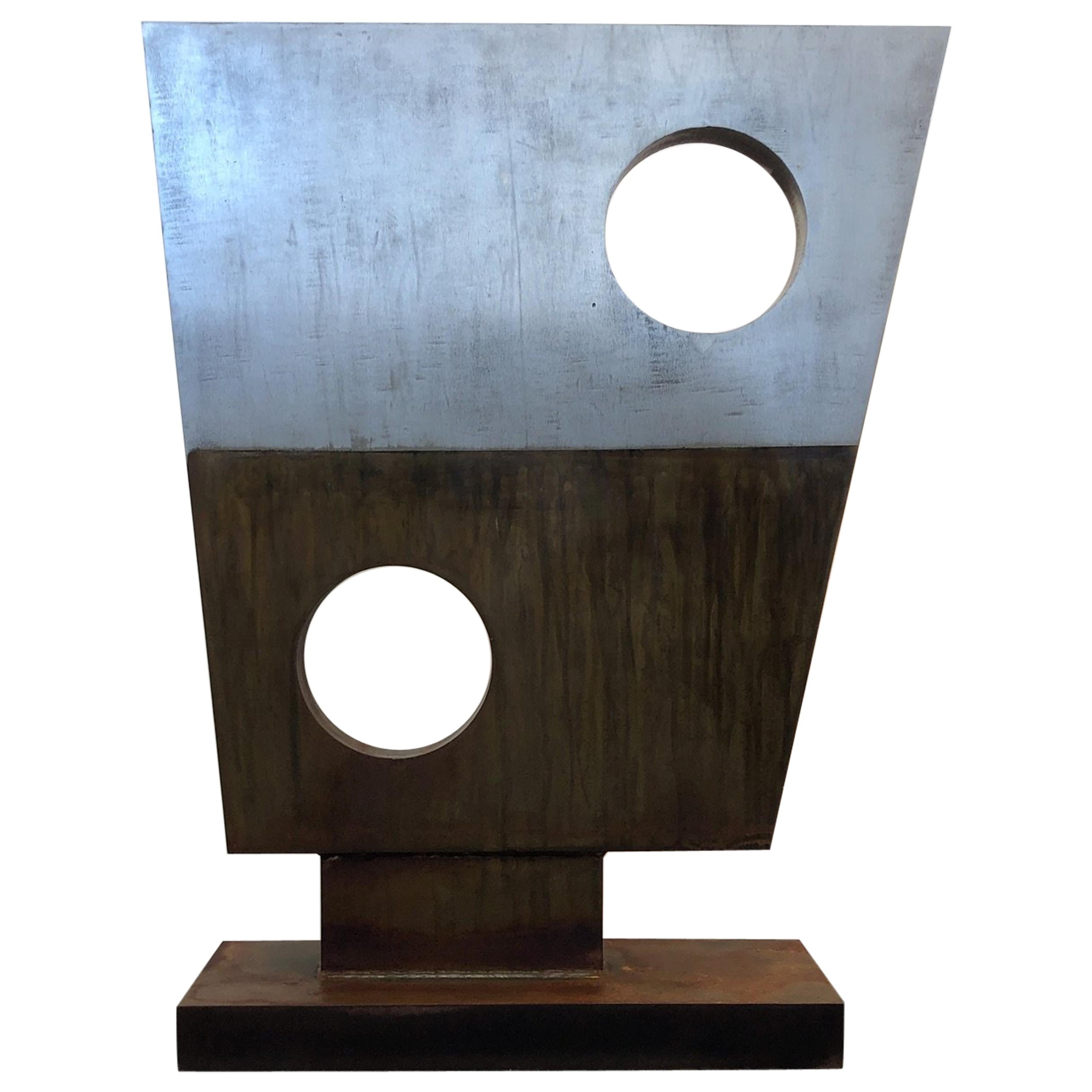 Modern Steel Sculpture in the Style of Barbara Hepworth