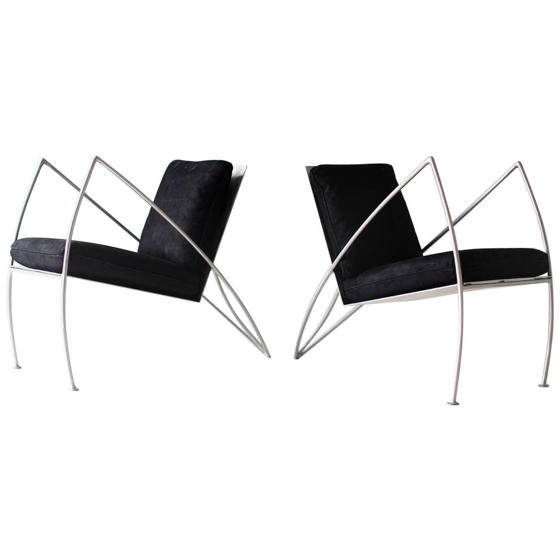 Modern Steel Studio Lounge Chairs by Stephen K Stuart For Sale