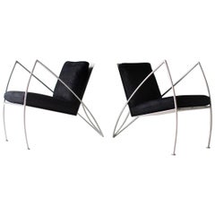 Modern Steel Studio Lounge Chairs by Stephen K Stuart