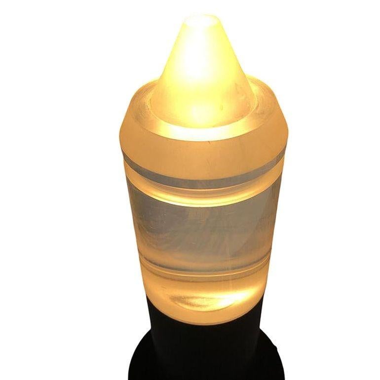 Post-Modern Postmodern Steel Cafe Table Lamp With Cone Shaped Glass Shade Pair, 10 Available For Sale